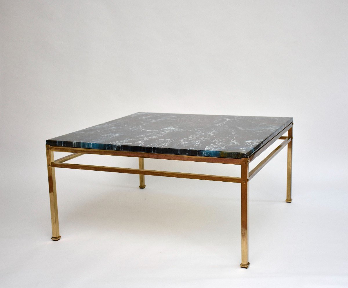 Mid Century Coffee Table, Composite Marble Look,  Circa 1970-photo-2