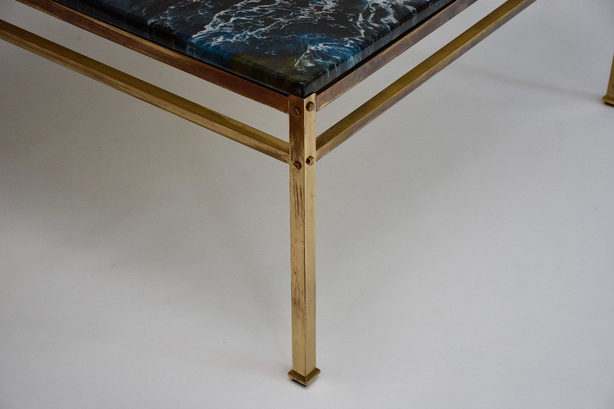 Mid Century Coffee Table, Composite Marble Look,  Circa 1970-photo-2