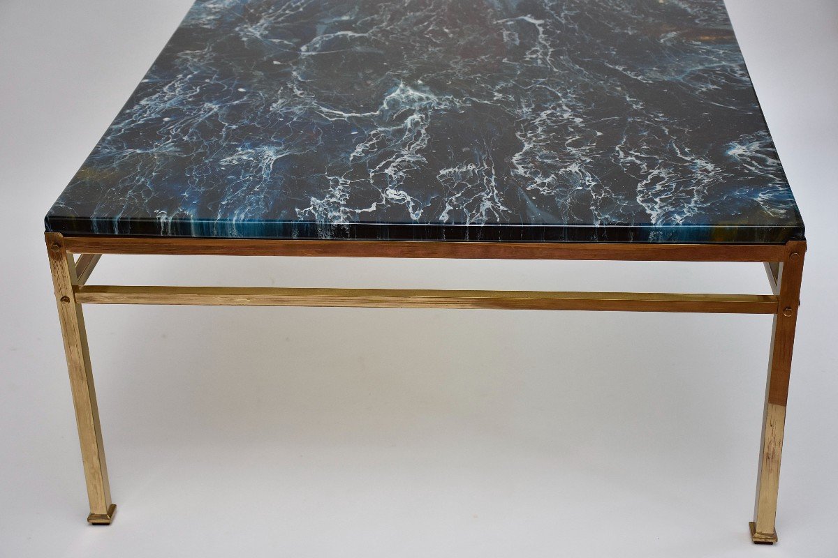 Mid Century Coffee Table, Composite Marble Look,  Circa 1970-photo-3