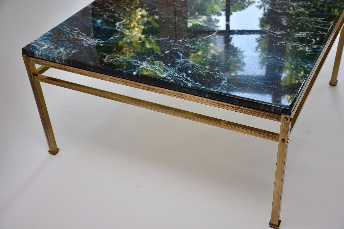 Mid Century Coffee Table, Composite Marble Look,  Circa 1970