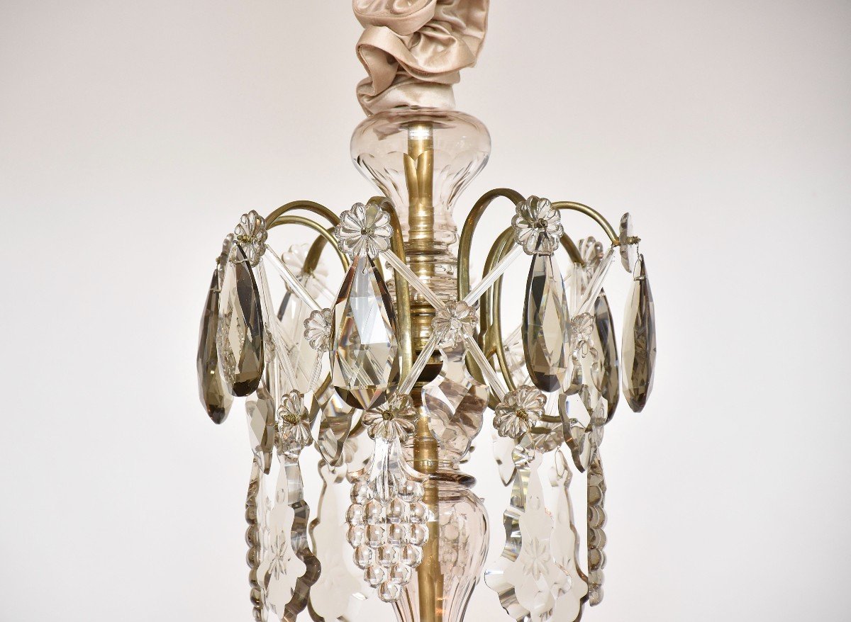 Late 19th Century Brass And Crystal Chandelier, Rococo Style-photo-3