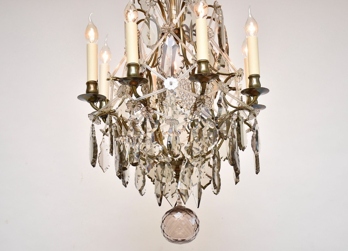 Late 19th Century Brass And Crystal Chandelier, Rococo Style-photo-1