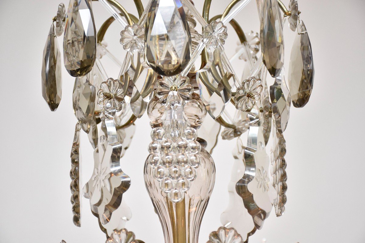 Late 19th Century Brass And Crystal Chandelier, Rococo Style-photo-4