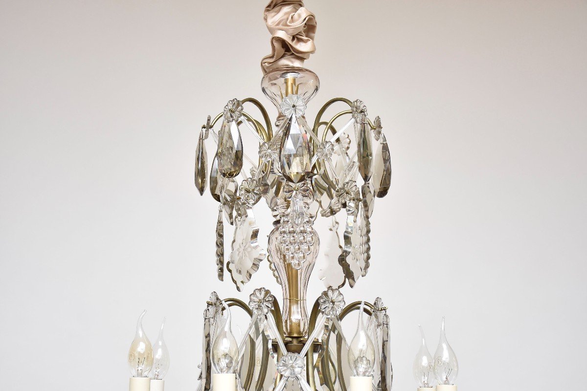 Late 19th Century Brass And Crystal Chandelier, Rococo Style-photo-5