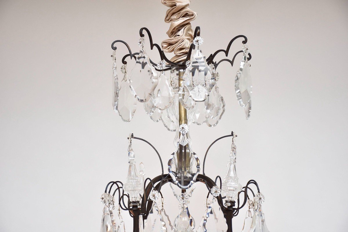 Grand Lustre Cage En Bronze Et Cristal De Baccarat, Louis XV Style-photo-3