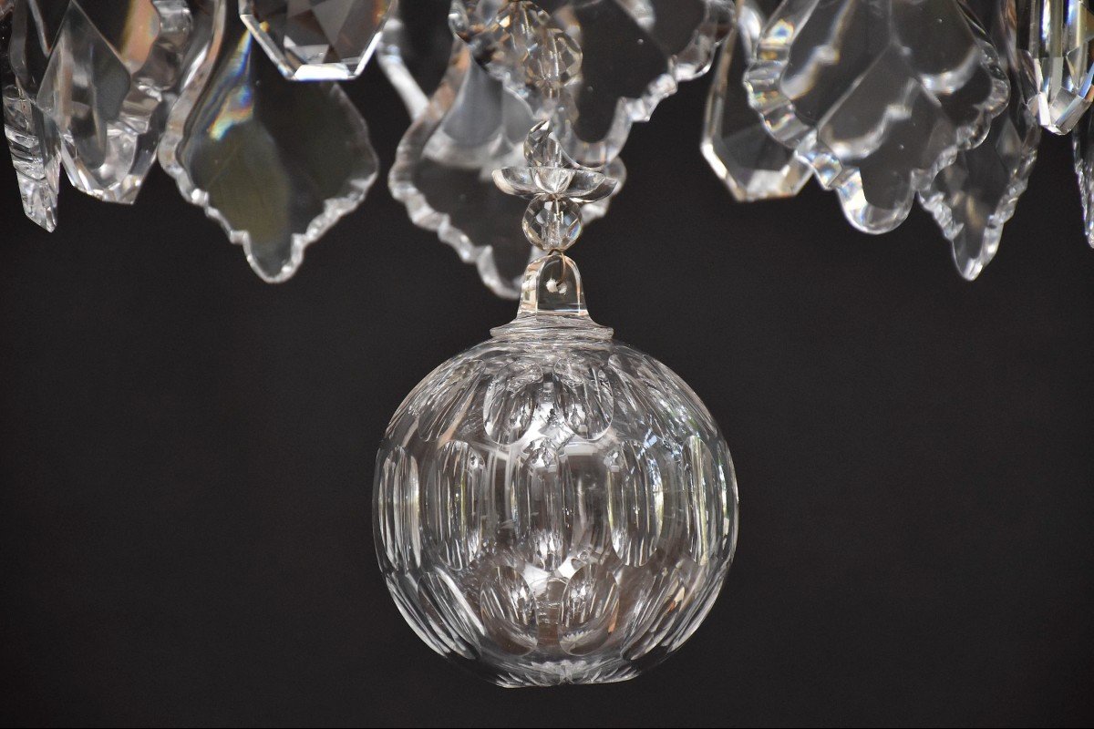 Grand Lustre Cage En Bronze Et Cristal De Baccarat, Louis XV Style-photo-5