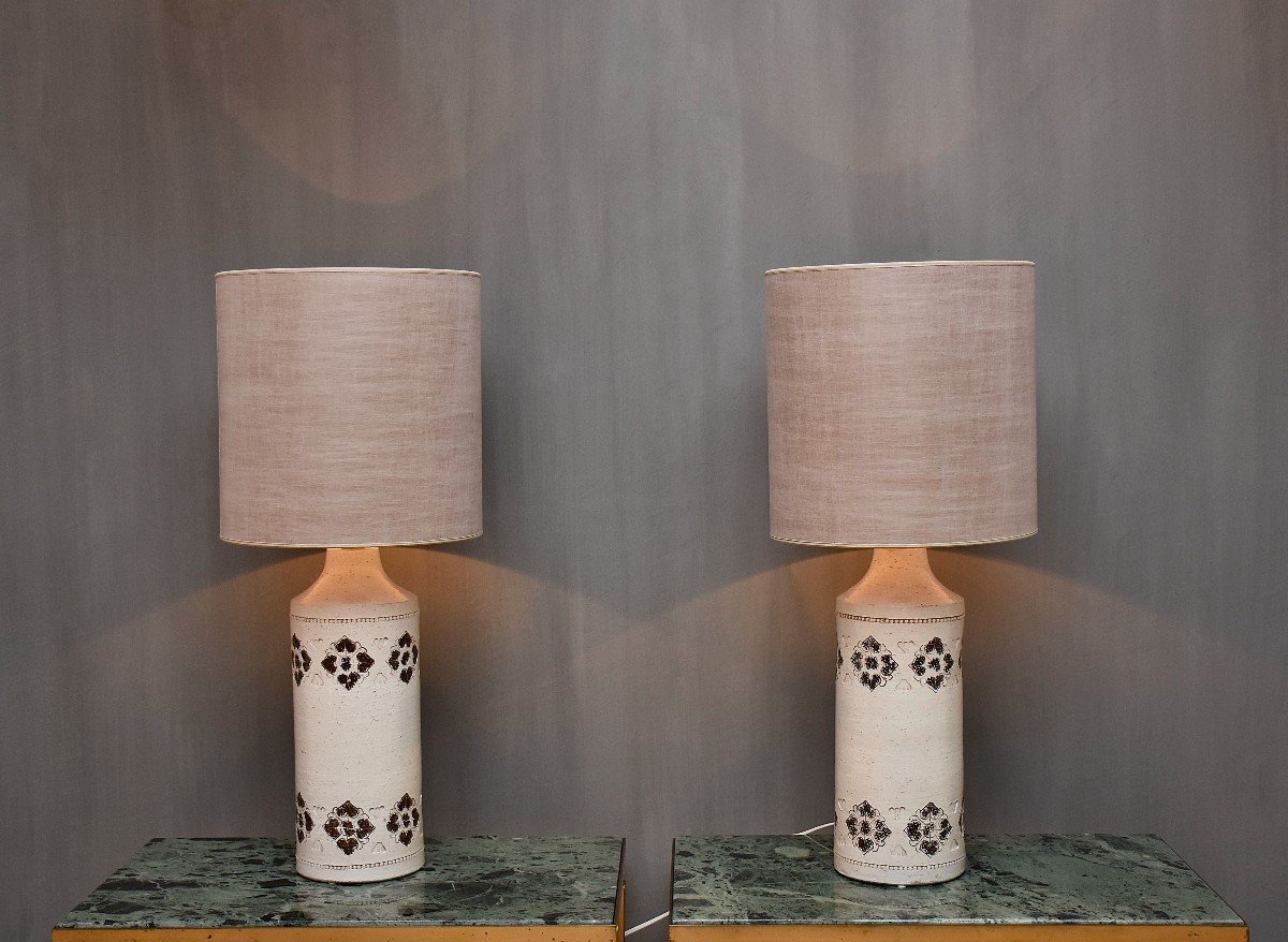 A Pair Of Mid Century Italian Ceramic Table Lamps, Circa 1960