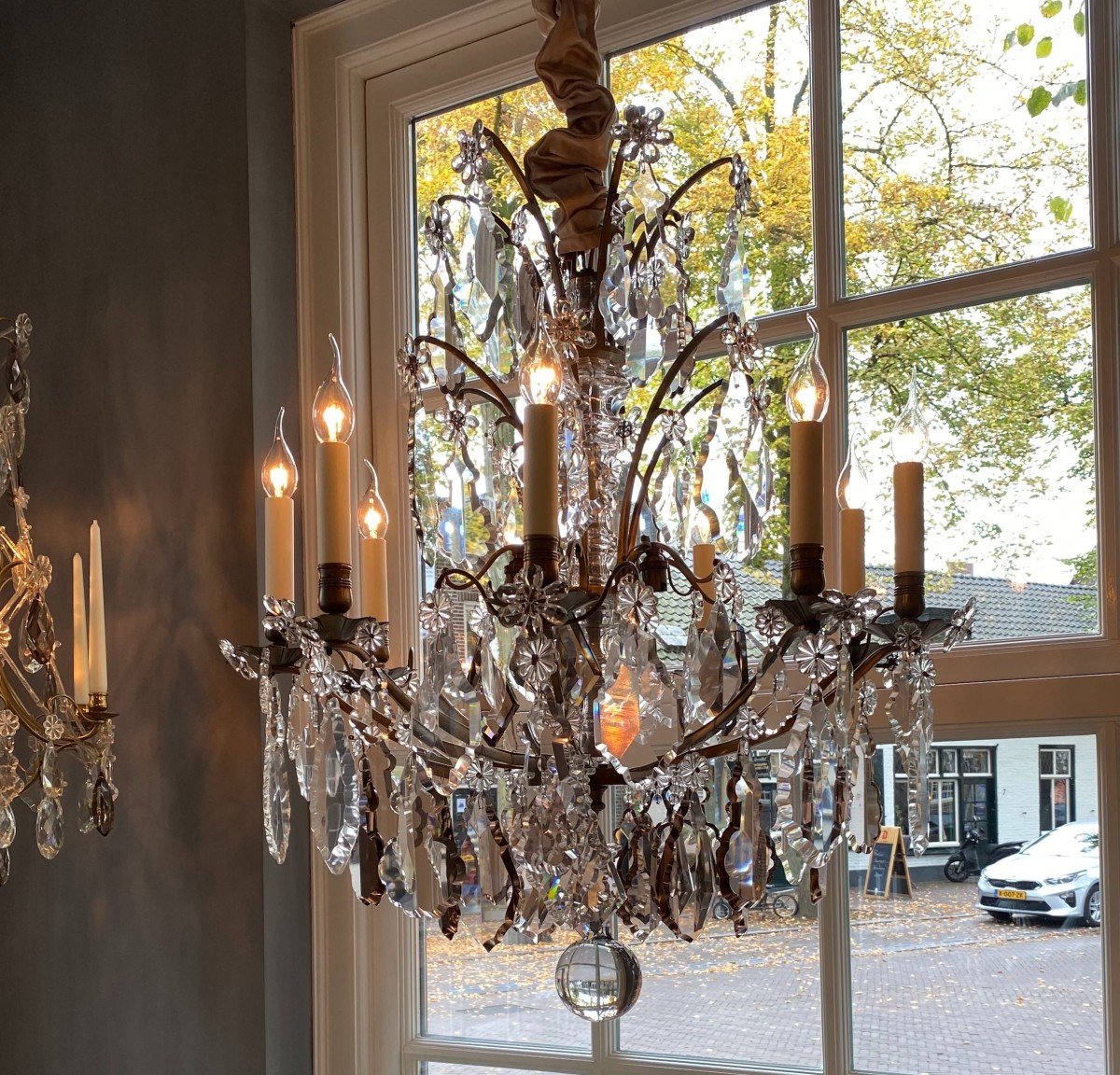 French Bronze And Crystal Chandelier 