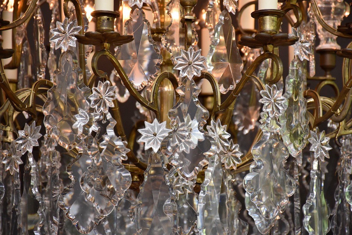 Louis XV Style Gilt Bronze And Baccarat Crystal Cage Chandelier-photo-3