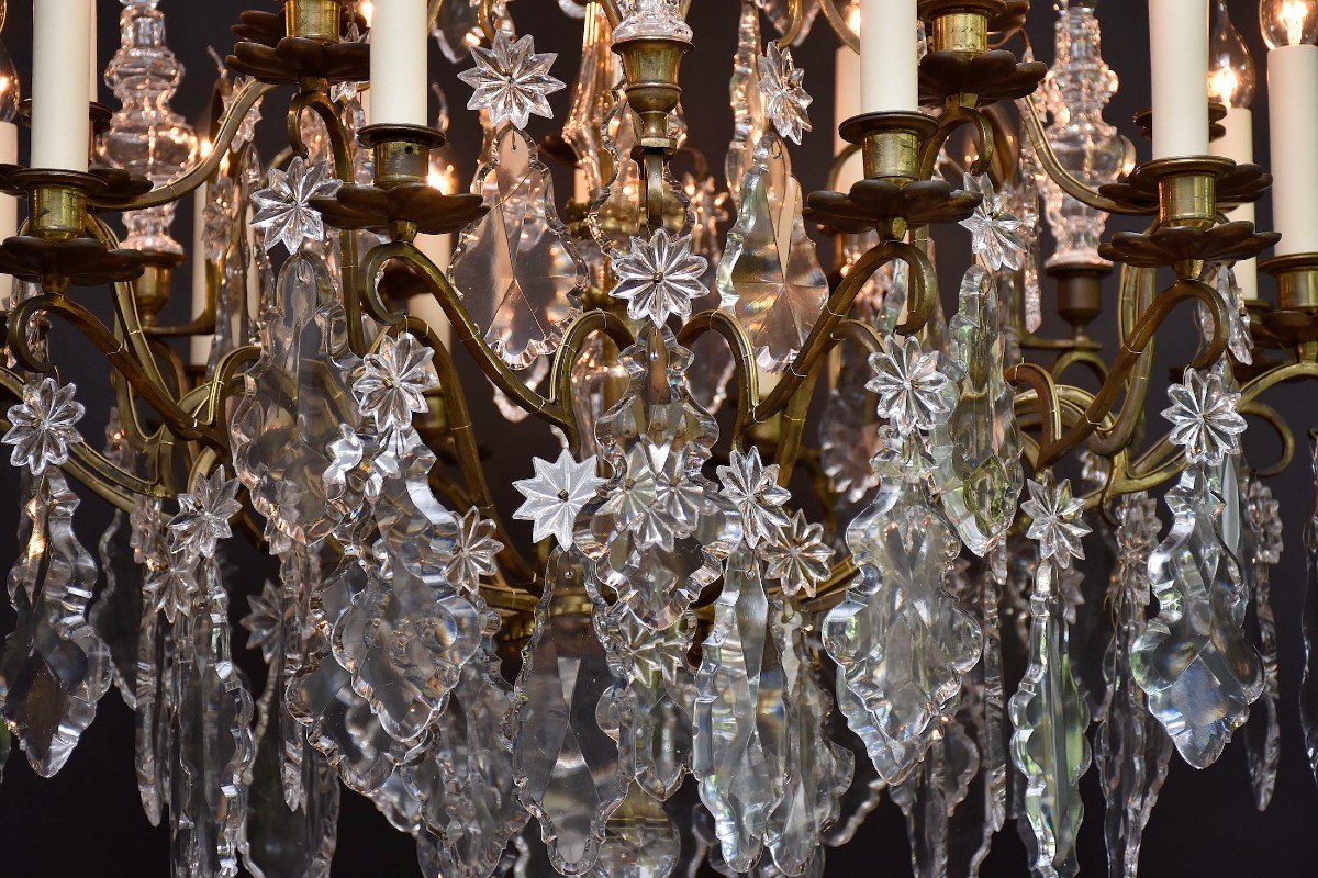 Louis XV Style Gilt Bronze And Baccarat Crystal Cage Chandelier-photo-1