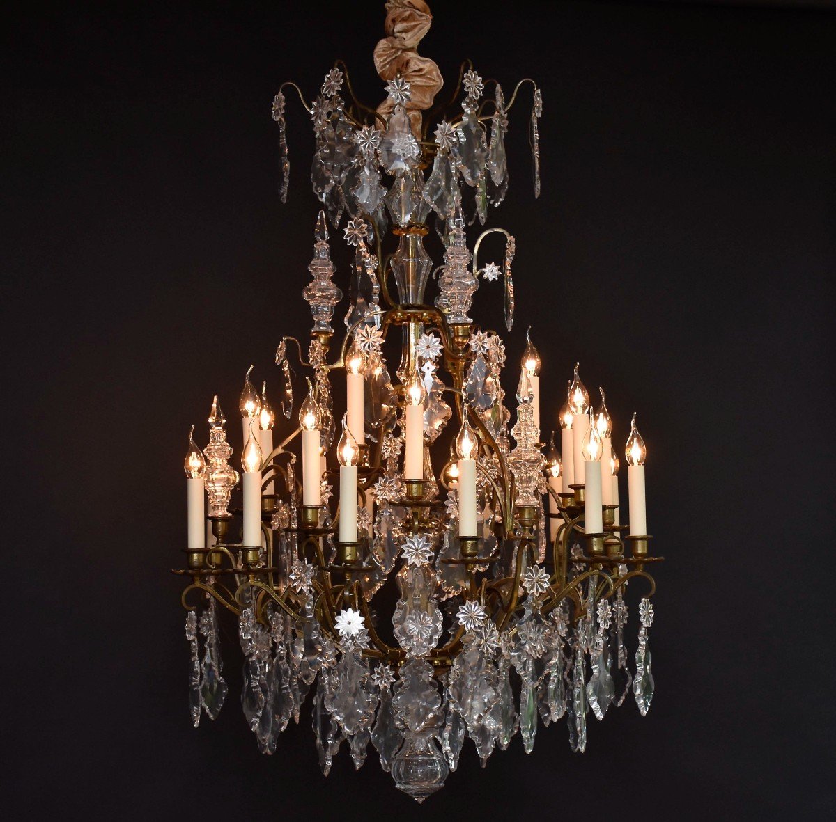 Louis XV Style Gilt Bronze And Baccarat Crystal Cage Chandelier