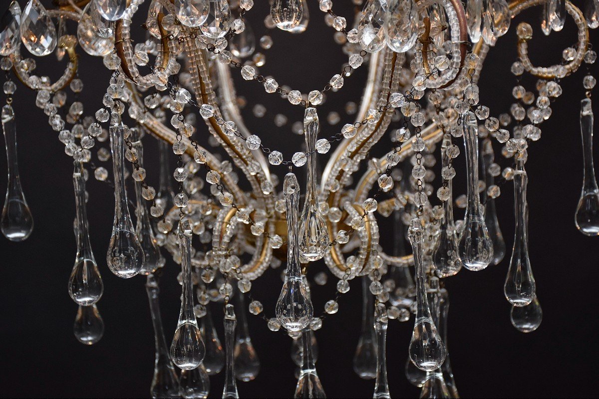 Pair Of Italian Beaded Crystal Chandeliers-photo-1