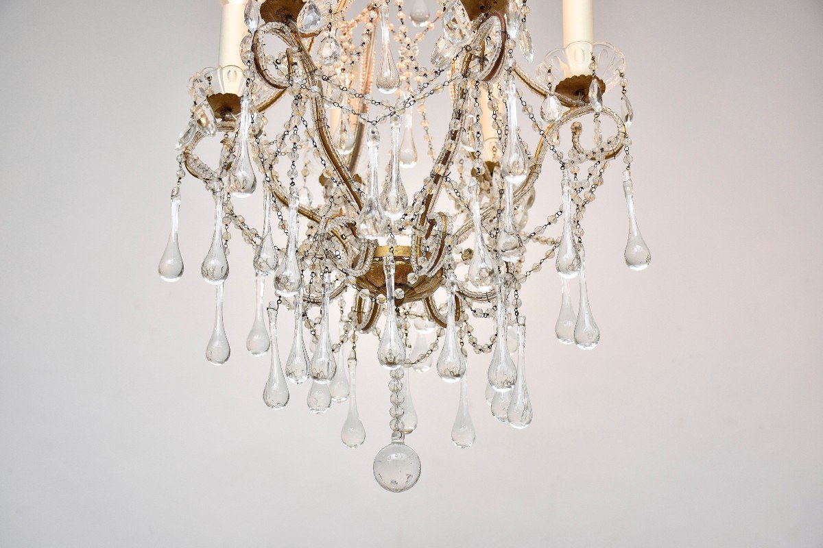 Pair Of Italian Beaded Crystal Chandeliers-photo-5