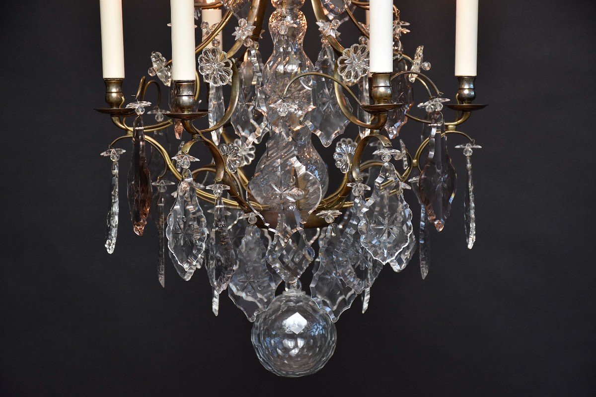 Rococo Style Crystal And Brass Chandelier, Circa 1900-photo-3