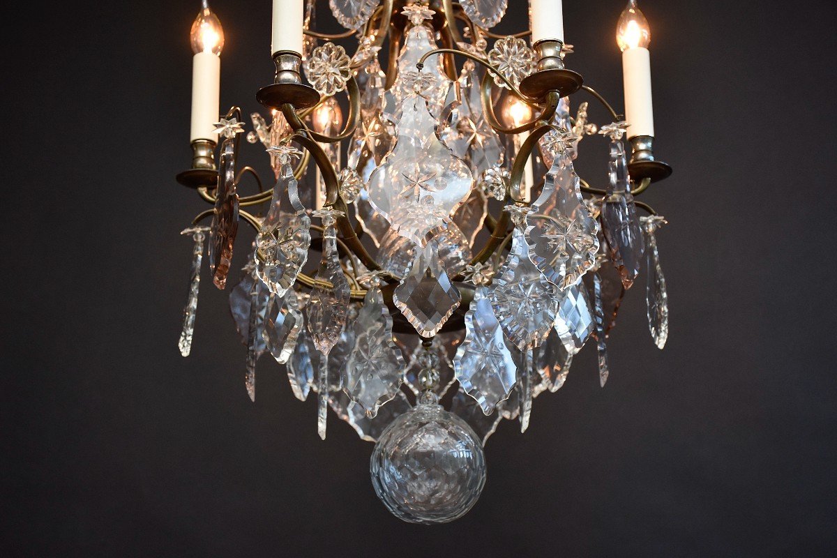 Rococo Style Crystal And Brass Chandelier, Circa 1900-photo-4