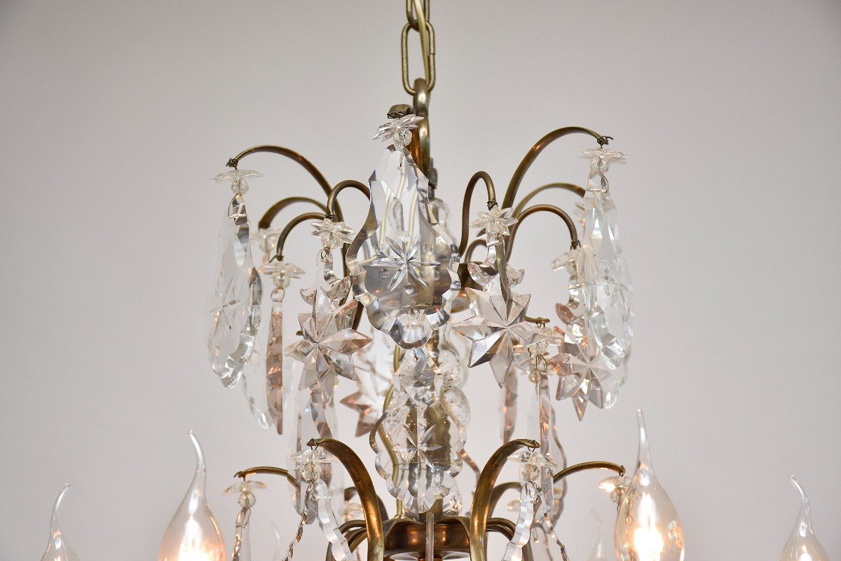 Rococo Style Crystal And Brass Chandelier, Circa 1900-photo-1