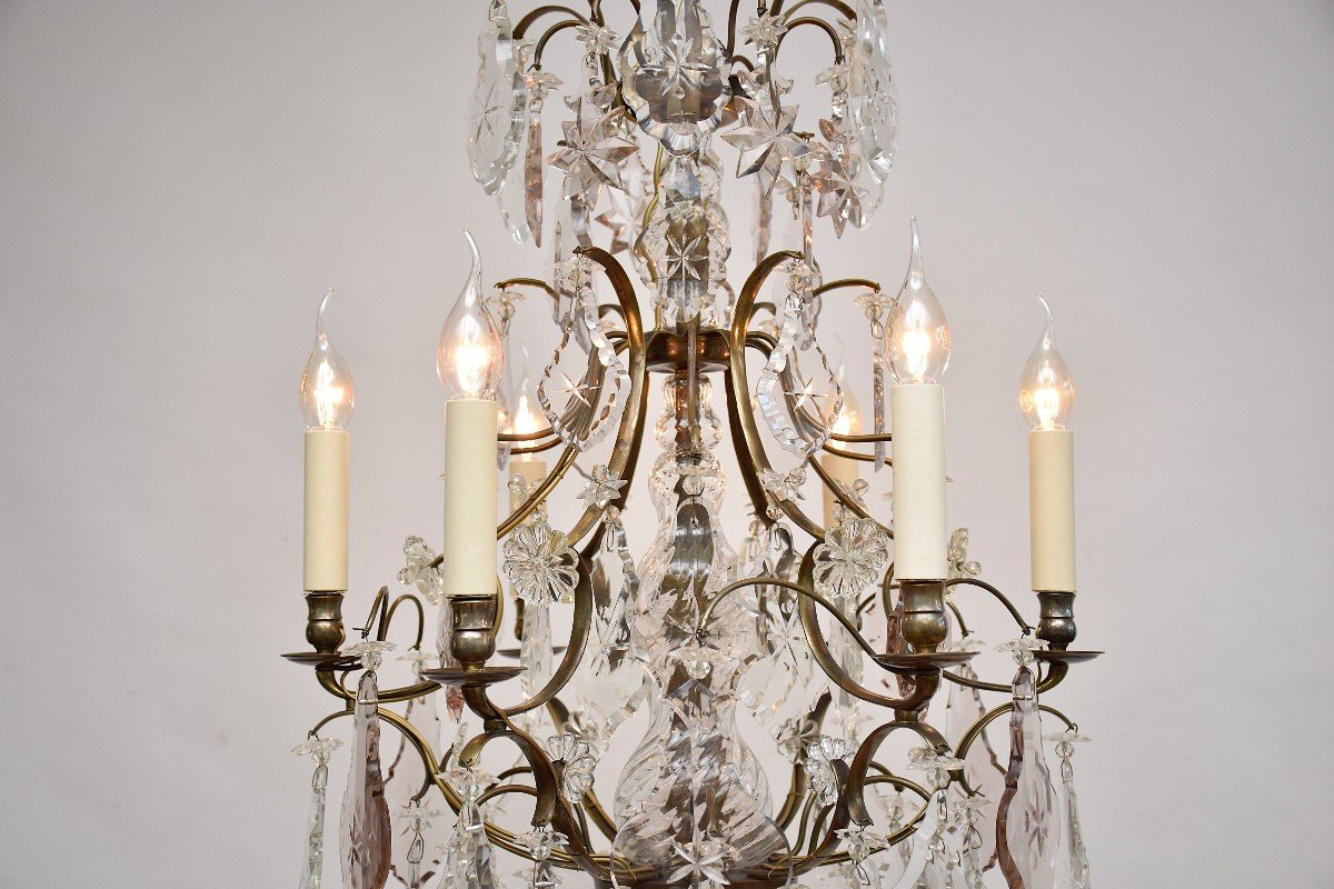 Rococo Style Crystal And Brass Chandelier, Circa 1900-photo-2