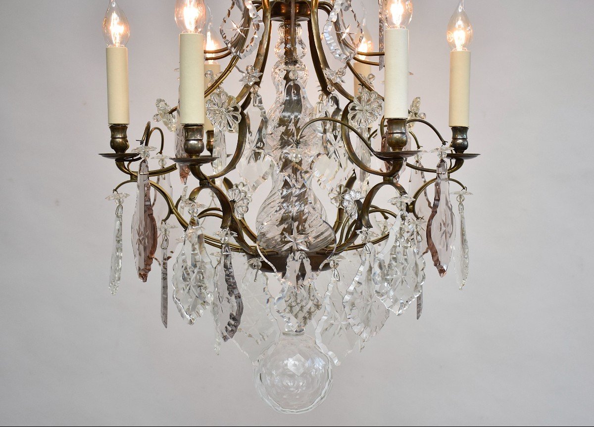 Rococo Style Crystal And Brass Chandelier, Circa 1900-photo-3