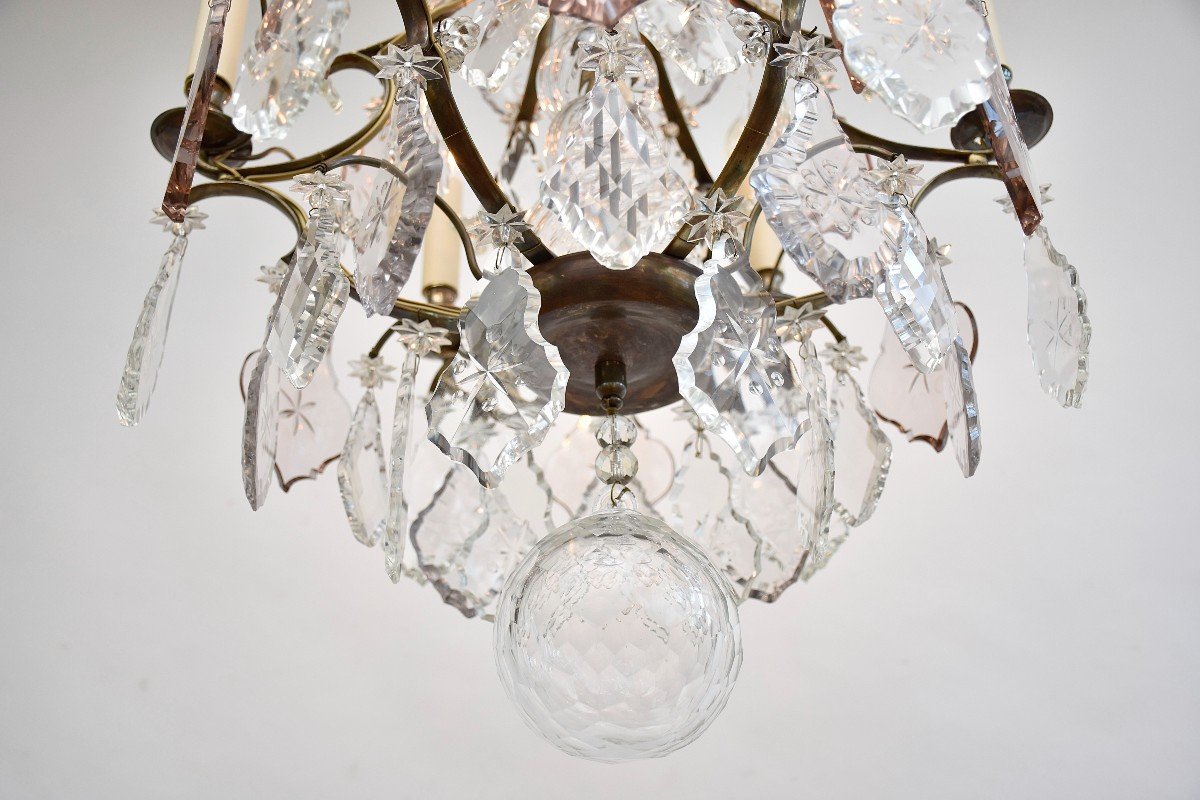 Rococo Style Crystal And Brass Chandelier, Circa 1900-photo-4