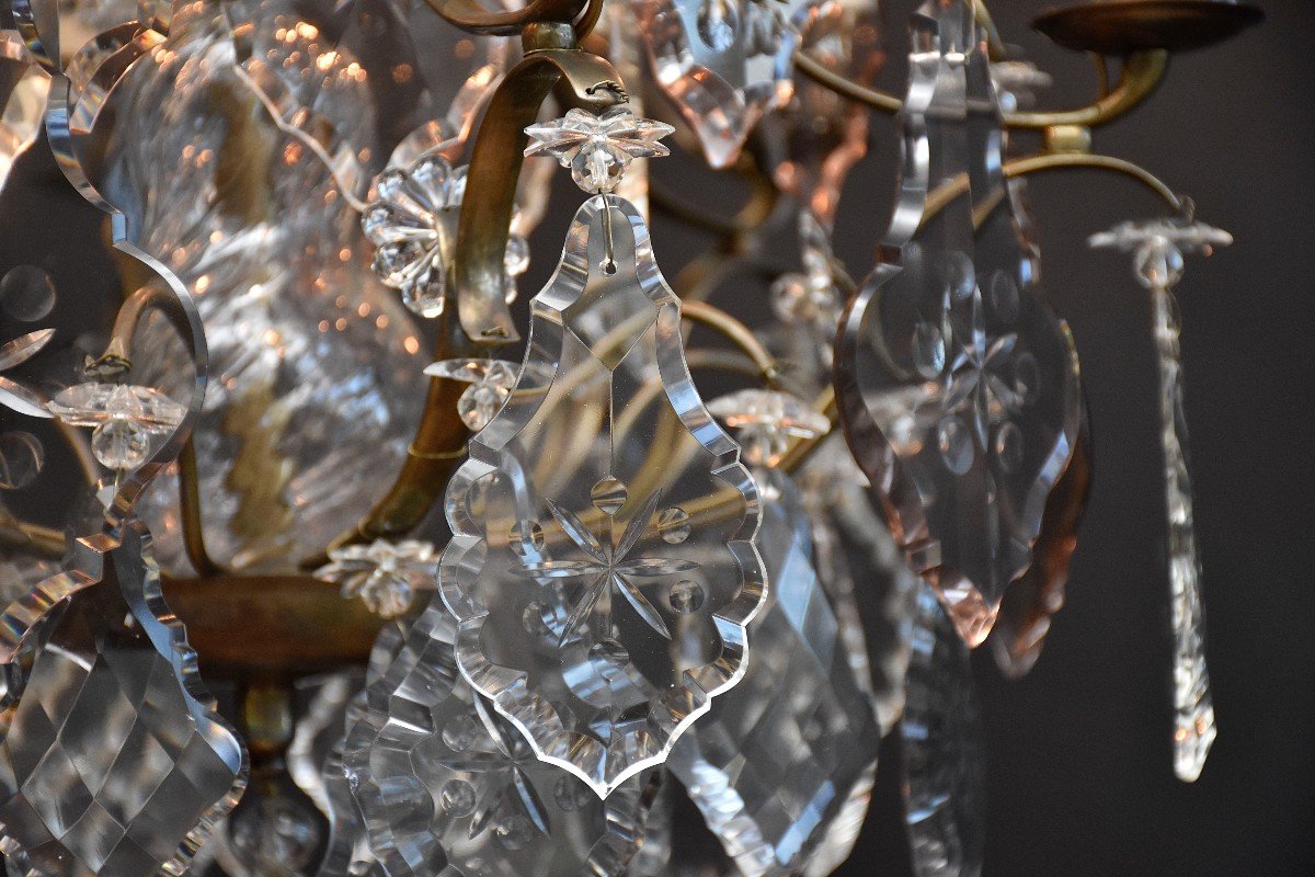 Rococo Style Crystal And Brass Chandelier, Circa 1900-photo-5