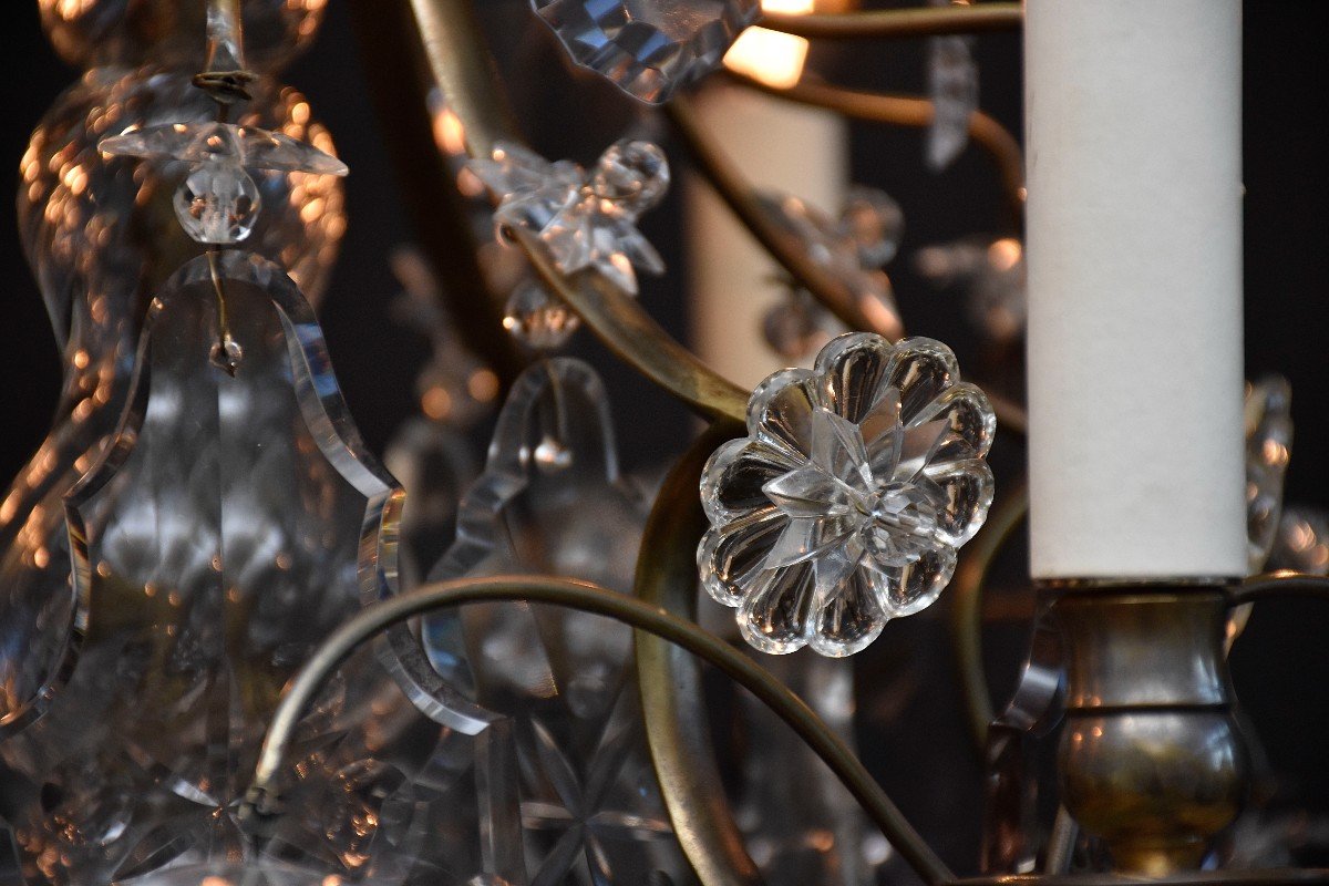 Rococo Style Crystal And Brass Chandelier, Circa 1900-photo-6