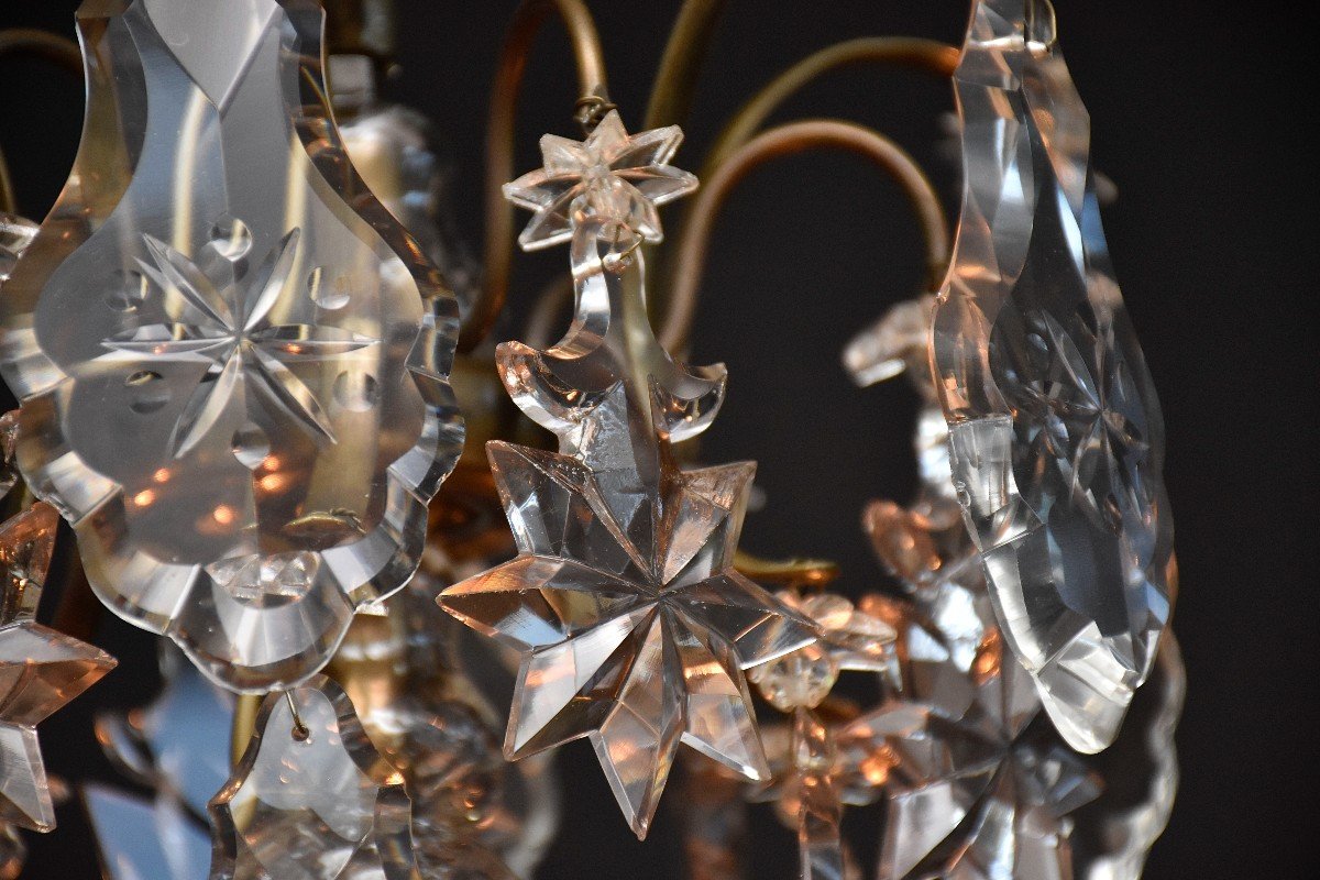 Rococo Style Crystal And Brass Chandelier, Circa 1900-photo-7