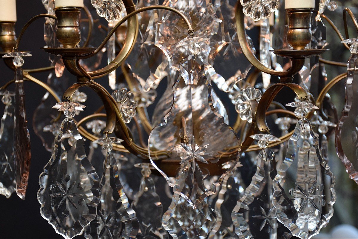 Rococo Style Crystal And Brass Chandelier, Circa 1900-photo-8