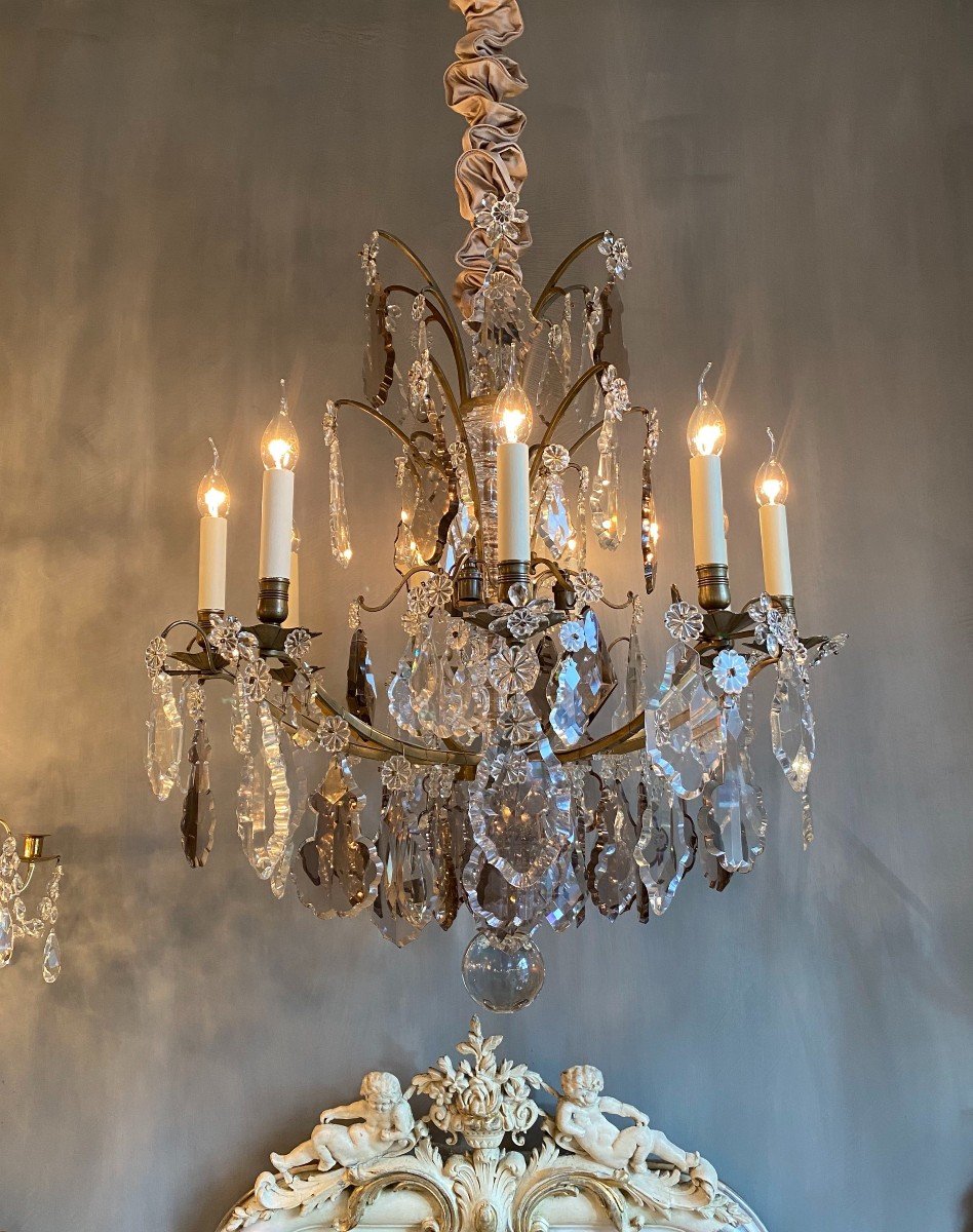 Louis XV Style Bronze And Crystal Chandelier 