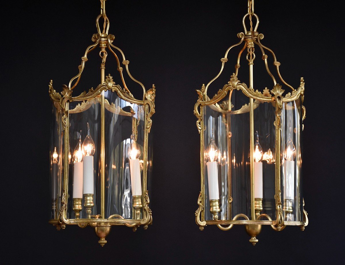 Pair Of Late 19th Century Gilt Bronze Lanterns