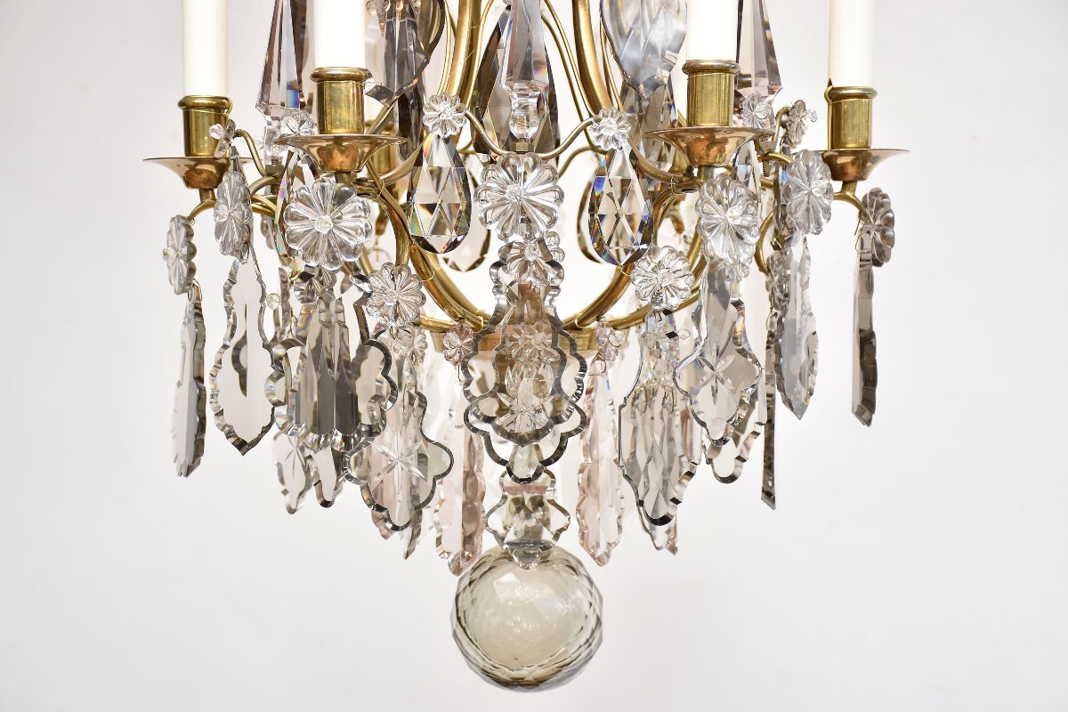 Rococo Style Chandelier In Gilded Brass And Crystal-photo-1