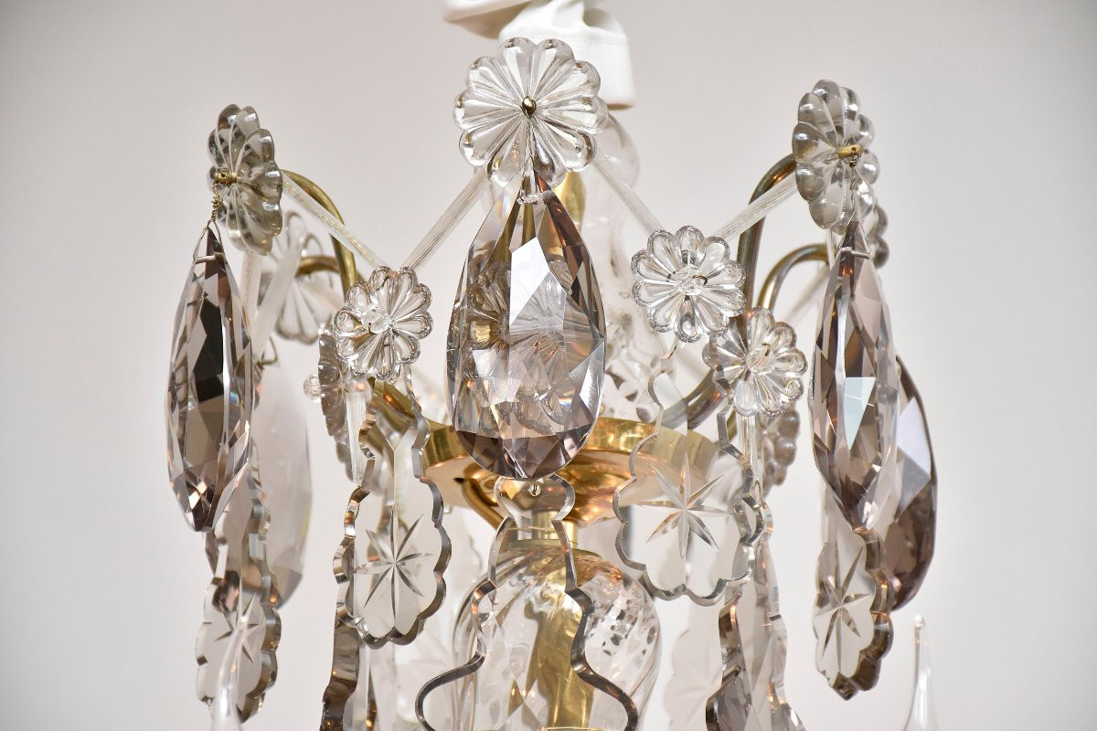 Rococo Style Chandelier In Gilded Brass And Crystal-photo-2