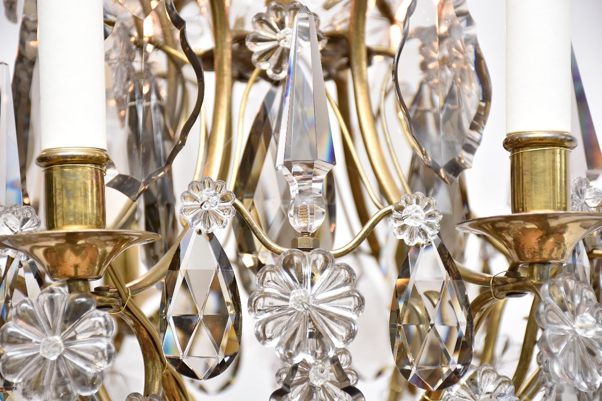 Rococo Style Chandelier In Gilded Brass And Crystal-photo-4