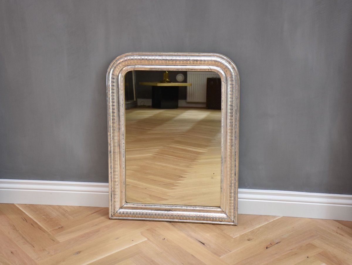 19th C.  Louis Philippe Mirror, Silver Leaf