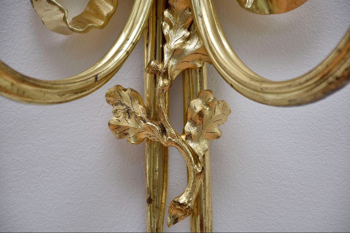 Pair Of Gilt Bronze Sconces In Louis XVI Style, 19th Century-photo-4