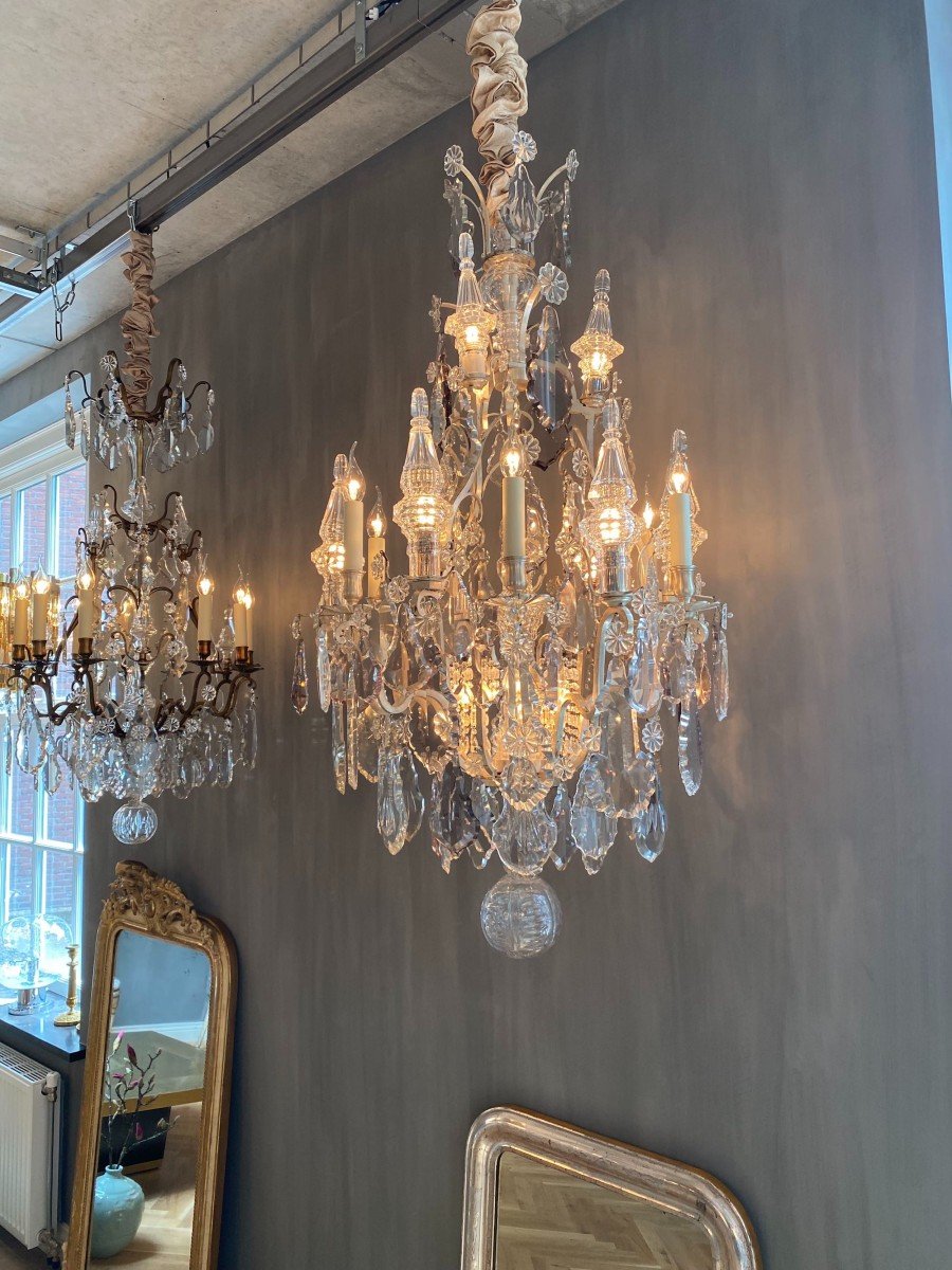 Large Louis XV Style Chandelier In Silver Bronze-photo-3