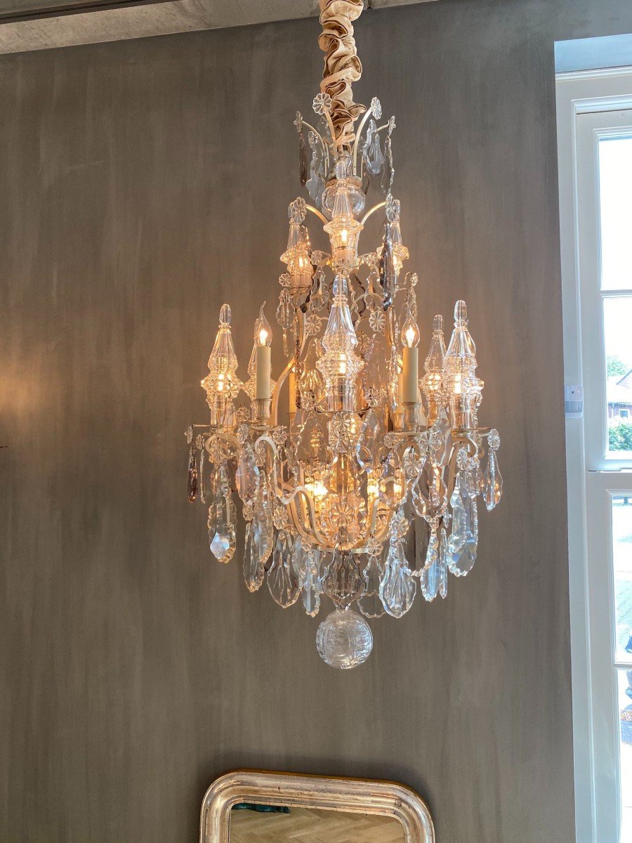 Large Louis XV Style Chandelier In Silver Bronze-photo-5