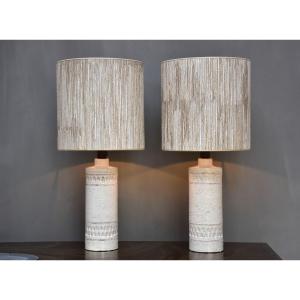  Mid-century Pair Of Ceramic Table Lamps By Bitossi