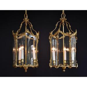 Pair Of Late 19th Century Gilt Bronze Lanterns