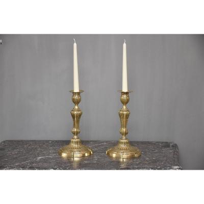 A Pair Of 18th C. French Candlesticks Louis XVI