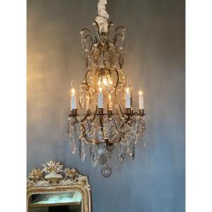 Antique Rococo Style Crystal Chandelier