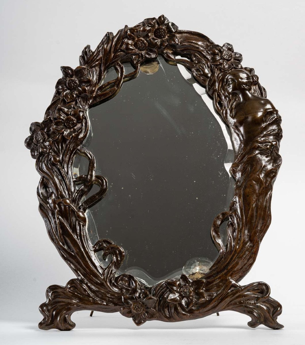 Table Mirror By l'Hoest (1874-1937)