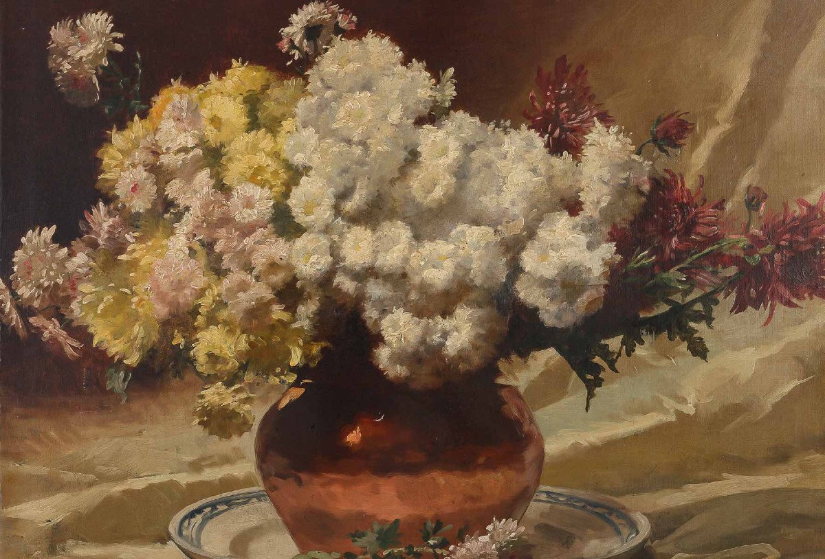 Bonnardel Alexandre, François (1867-1942)- Les Chrysanthèmes. Huile Sur Toile, Vers 1925.-photo-3