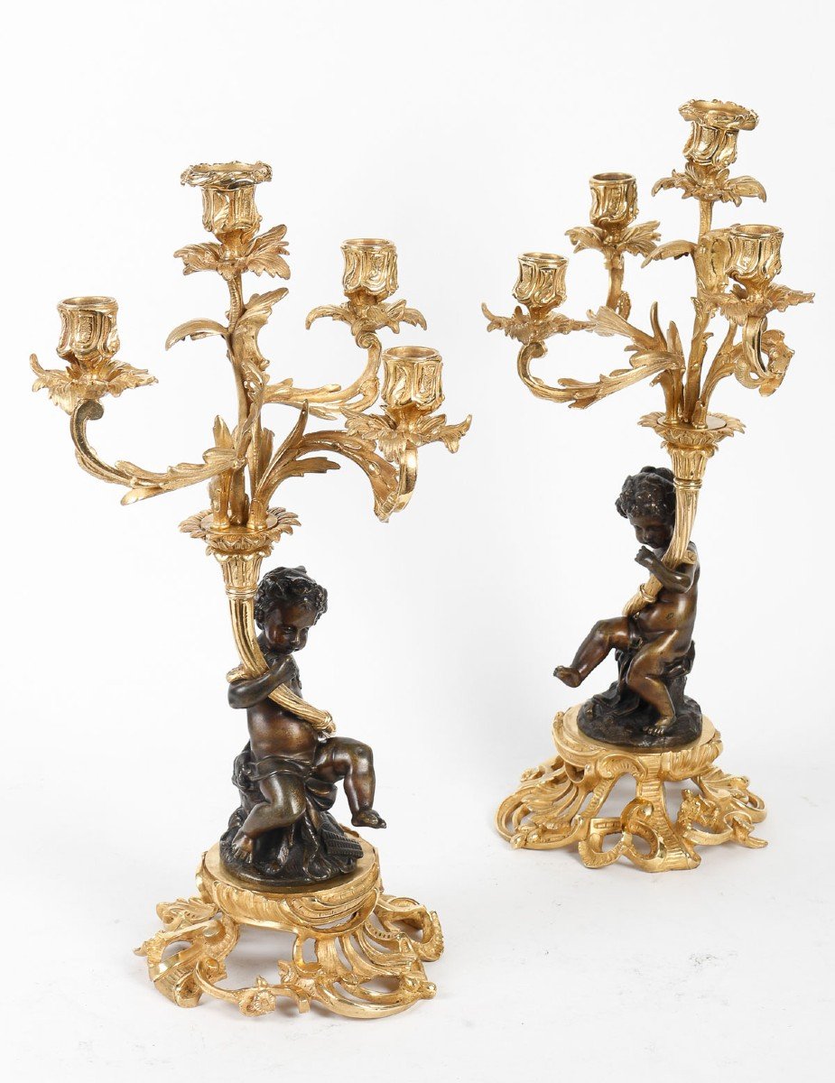 Deniere, In Paris - The Childhood Of Bacchus. Rocaille Style Trim In Bronze. Circa 1850-photo-2