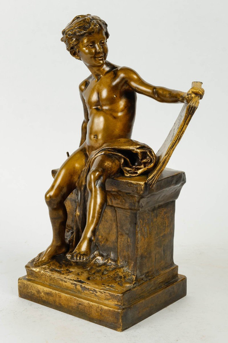 Louis-ernest Barrias (1841-1905), After-the Tabletttes Of History.bronze, 1895-photo-2