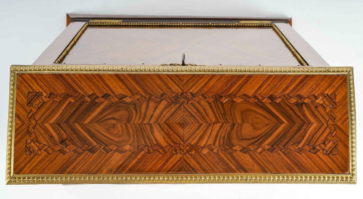  Harmonious Writing Box In Inlaid Rosewood And Thuja From The 19th Century.-photo-5