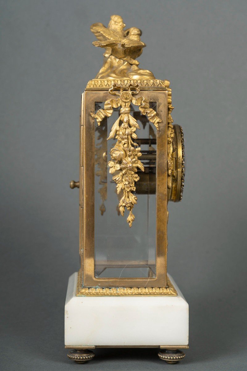 Pendulette Cage En Bronze De Style Louis XVI-photo-2