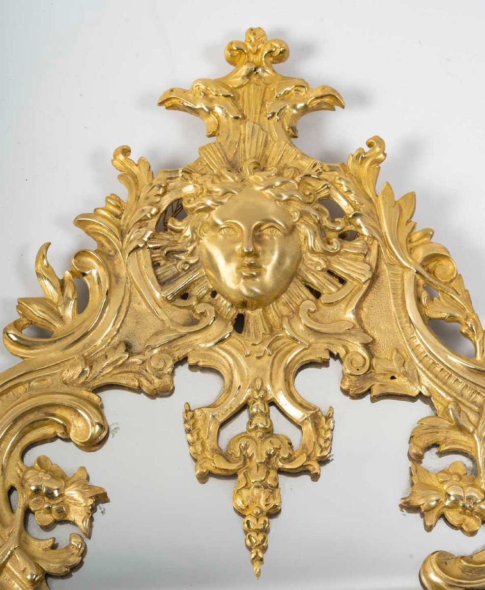 Pair Of Louis XIV Style Gilt Bronze Mirror Wall Lights. 19th Century Period-photo-2