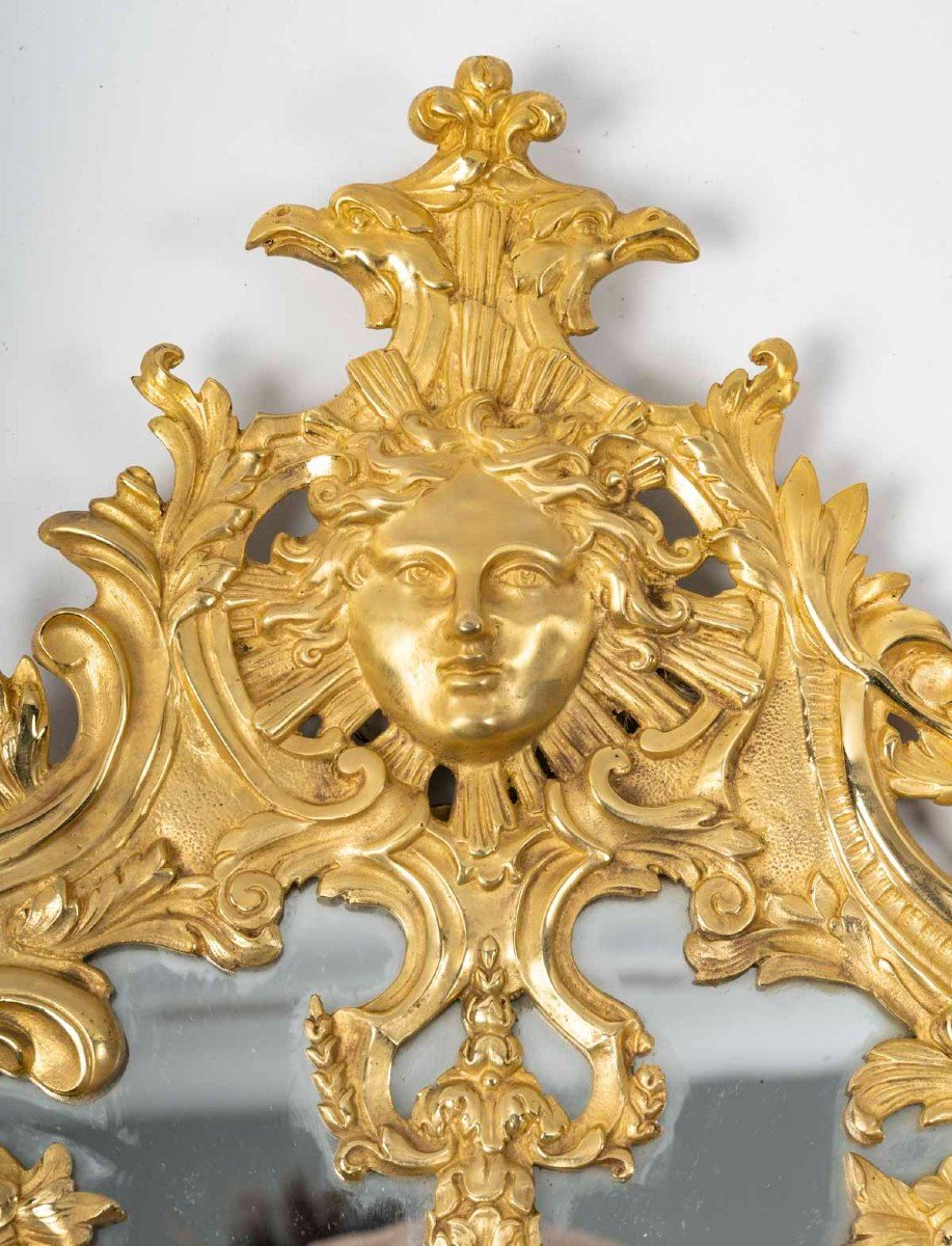 Pair Of Louis XIV Style Gilt Bronze Mirror Wall Lights. 19th Century Period-photo-3