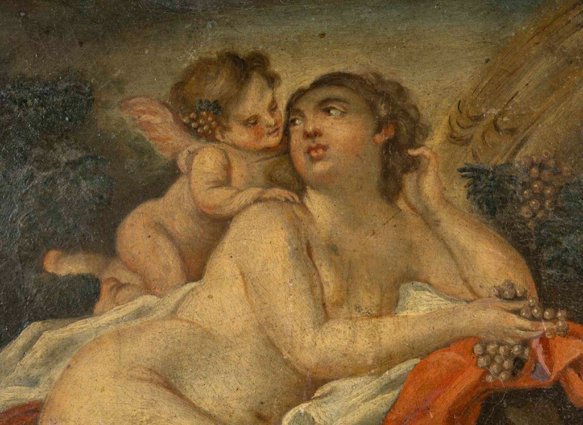 Bacchic Nymph And Putto, 1784. Painting Attributed To Caresme-photo-3