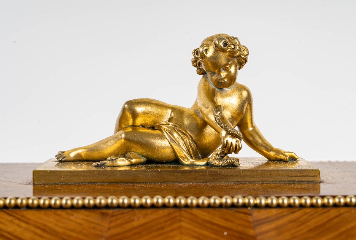 Marquetry And Gilt Bronze Jewelry Box With The Image Of Eve, Circa 1860.-photo-3